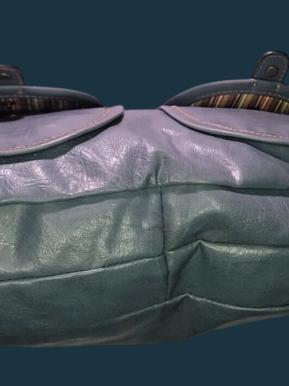 Liz & Co Vintage Blue Utility Satchel Double Handle Shoulder Bag Pocket Y2K - Picture 6 of 12